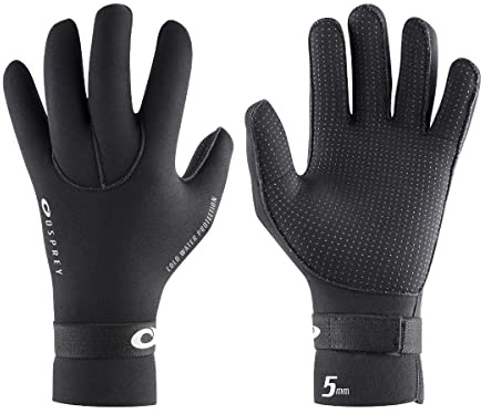 Osprey Wetsuit Glove | Adult 5mm Neoprene Thermal, Anti-Slip and Adjustable Waist Strap for Snorkelling, Scuba Diving, Multiple Sizes, Black