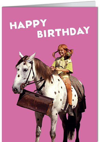 Grußkarte 11,5x16 cm +++ PIPPI LANGSTRUMPF von modern times +++ PL PIPPI UND KLEINER ONKEL HAPPY BIRTHDAY +++ KARTENKOMBINAT © Saltkråkan AB & AB Svensk Filmind