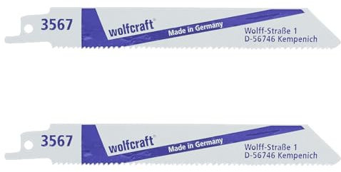 wolfcraft 2 Säbelsägeblätter für Aluminium und Holz mit Nägeln - 3567000 - Langlebig und robust - markenunabhängig - Made in Germany - Arbeitslänge 130 mm
