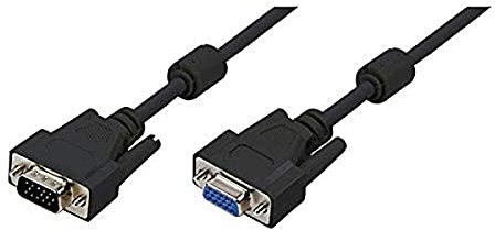 LogiLink CV0006 - Cable VGA (Macho/Hembra, 3+7, Double Shielded, 2X Ferrit Core, 5 m) Negro