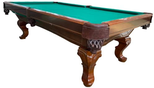 8 Ft. Pooltunierbillardtisch Billardtisch Massivholz mit 3cm starken Schieferplatten Modell Webster Nr.1 Gestellfarbe: Eiche Rustikal Antik Tuchfarbe: grün