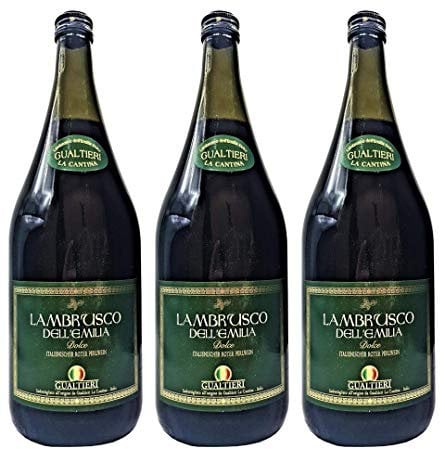 Lambrusco rosso dolce Gualtieri Dell`Emilia IGT (3 X 1,50 L) - Vino Frizzante - Roter Süßer Perlwein 7,5% Vol. aus Italien