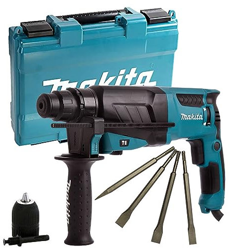 Makita HR2630 SDS+ 3 Mode Rotary Hammer Drill, Free Chisels & Keyless Chuck 240V