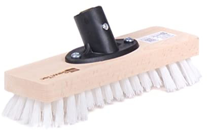 BawiTec Schrubber 22cm mit Bart Rand und Kunststoffhalter weiße Borsten (PPN) Schrubberbesen Schrubberbürste ohne Stiel Borstenrand für Ecken Küchenschrubber Haushaltsschrubber Bodenschrubber