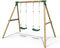 Rebo® Children's Wooden Garden Swing Set - Venus | OutdoorToys | Pressure Treated Timber, Soft Feel Ropes, Two Green Swing Seats, Sturdy Construction for Kids