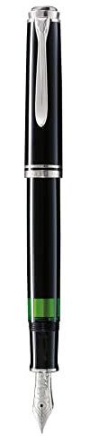 Pelikan Füllhalter Souverän 805, Schwarz, Feder F (fein), hochwertiger Kolbenfüller im Geschenk-Etui, 925438