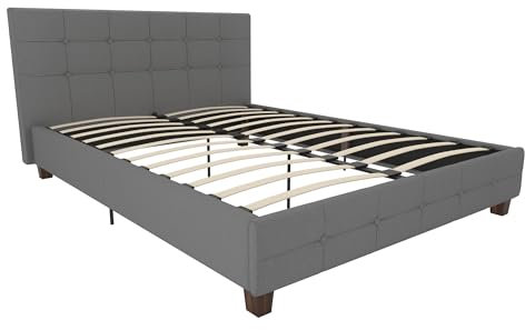 DHP Polsterbett Rose Leinen Bett Queen grau