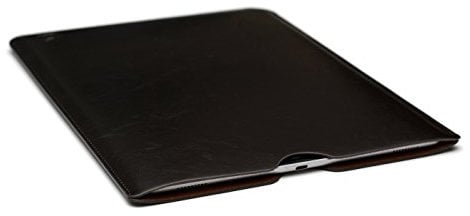 Synthetic Leather iPad Pro (12.9 inch iPad) or 2016 MacBook Pro 13 Sleeve by Dockem: Slim, Simple, and Professional Executive Style Tablet Case - Soft Microfiber Felt Lined Dark Brown Basic Faux Leather Cover for iPad Pro