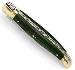 Laguiole Actiforge - Couteau Laguiole Bois de Stamina Vert - Fabrication Française Artisanale