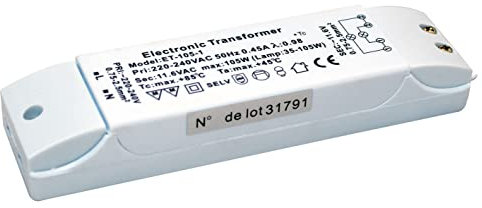 Tibelec 203330 Elektronischer Transformator, für Halogenlampen, 12 V, 105 W maximal