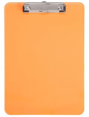 MAUL Klemmbrett A4 MAULneon | Schreibbrett aus Kunststoff im DIN A4 Format | Clipboard zum Aufhängen | moderner Klemmer zur Aufbewahrung von Papier | für Büro, Küche und Werkstatt | Orange