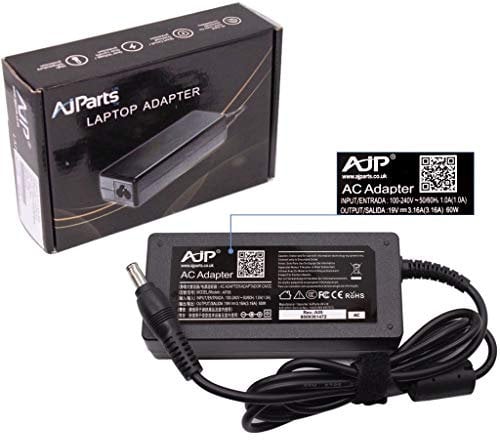 AJP 60W Laptop Charger For SAMSUNG R720 R710 NP-S3520 NP355V5C NP-RV511 NP370R5E NP700Z3A NP700Z3C-S02US RV510 NP300V R610 R428 NP350V5C R580 NP300E5A RV720 R510 R410 R520 AC Adapter Power Supply PSU