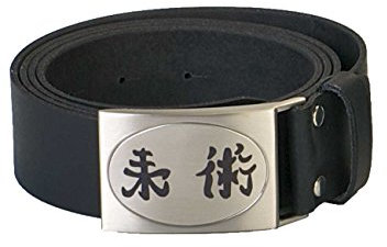Gürtel echt Leder mit graviertem Kanji Ju-Jutsu