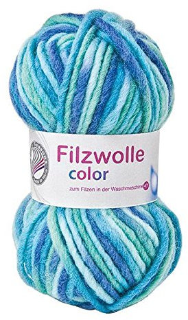 Gründl Wolle Filzwolle Color zum Stricken und Filzen - Wolle zum Stricken aus 100% Schurwolle - 1 x 50 g - Aqua Multicolor