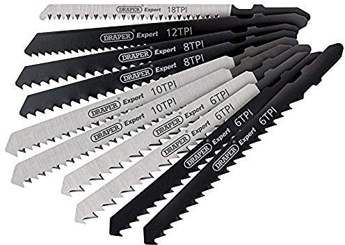 Draper 81735 Expert 10 Piece Assorted Jigsaw Blade Set, 230 V, Black and Silver