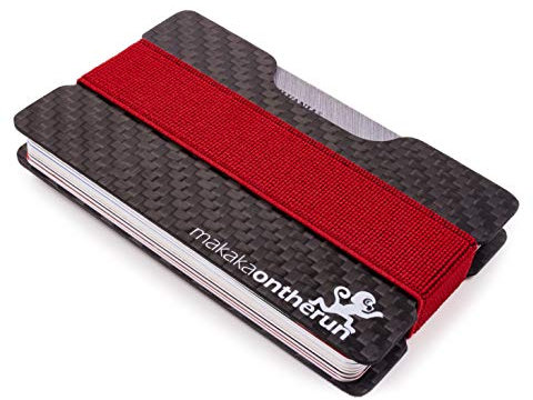 MakakaOnTheRun Slim Wallet Herren Carbon (RFID Blocker): RFID Schutz Herren Kreditkartenetui, Kartenetui & Mini Portemonnaie Herren, Slim Wallet Geldbeutel