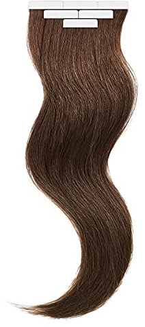 Tape In Extensions 40 cm Virgin Echthaar 10er Set Dunkelbraun