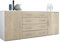 Vladon Sideboard Faro V2, Made in Germany, Kommode mit 2 Türen und 4 Schubladen, Weiß matt/Eiche sägerau (166 x 72 x 35 cm)