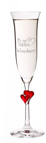 Stölzle Lausitz Sektglas L'Amour Herzen rot - zum Valentinstag - Gravur mit Namen