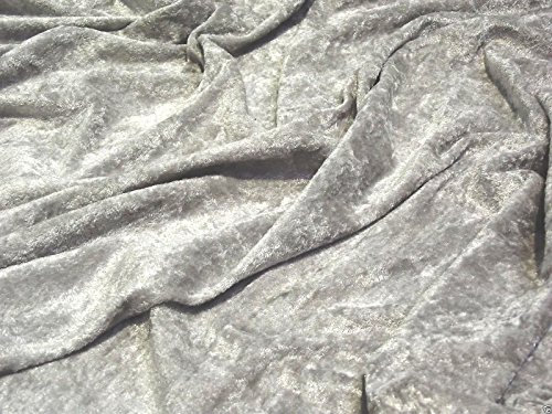 Crushed Velvet Velour Fabric Material - Silver, 1Mtr - 150cmx100cm