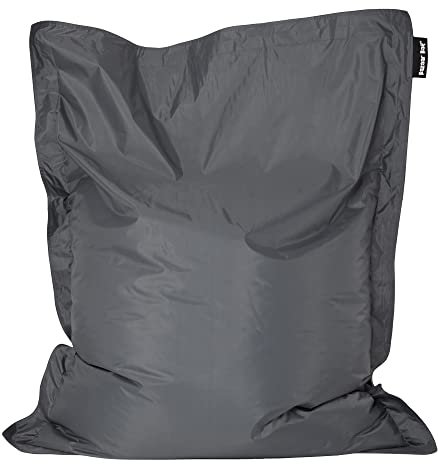 Bean Bag Bazaar Giant Bean Bag, Slate Grey, Water Resistant Fabric, Outdoor Beanbag, Floor Cushion with Filling Included, 180cm x 140cm, Extra Wide Garden Chairs, Outdoor Seating, Garden, Patio