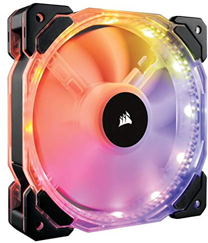 Corsair HD120 RGB LED PWM PC-Gehäuselüfter mit Controller und Hub (120mm, Single Pack) schwarz