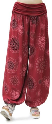 Glamexx24 Damen XXL Leichte Pumphose Haremshose Freizeithose Sommerhose Hose mit vielen Muster, Bordeaux 2, M/L