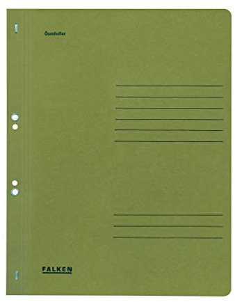 Original Falken 50er Pack Ösenhefter. Made in Germany. Aus Recycling-Karton mit ganzem Vorderdeckel, kaufmännische und Behördenheftung für DIN A4 grün Hefter Sammelmappe Blauer Engel