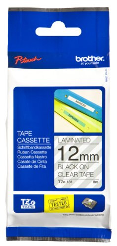 Brother TZE131 - TZE-131 LAMINATED TAPE 12MM 8M - BLACK ON CLEAR