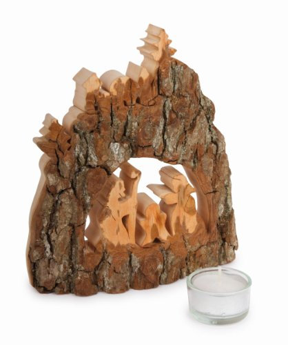 small Foot Company 3503 Weihnachtsdeko Baumrinde Krippe mit Teelicht