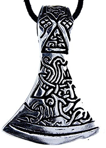 Kiss of Leather Großer Axt Anhänger aus 925 Sterling Silber mit Kette 45-65 cm SI. 44
