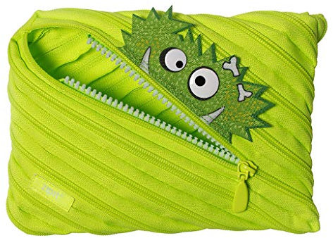 ZIPIT Monster Federmäppchen für Jungen | Extra Großes Mäppchen für die Schule | Monster Etui für Kinder | Federmappe Grün
