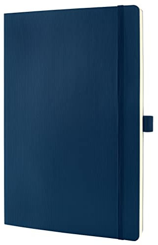 Sigel CO316 Notizbuch A4 kariert blau, Softcover, 194 nummerierte Seiten, nachhaltiges Papier, mit Inhaltsverzeichnis, Stiftschlaufe, Falttasche, Gummibandverschluss, Conceptum