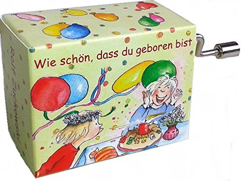 Fridolin Mini Drehorgel Spieluhr Kurbelwerk Wie schön dass du geboren bist 18 Töne 6 x 4,5 x 3 cm Silver