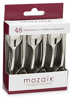 Mozaik MMTS48 Mini Recyclable Tasting Spoons, Plastic, Silver