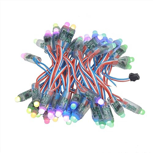 ALITOVE WS2811 Lot de 50 modules de pixels LED RVB adressables individuellement 12 mm 12 V pour écran LED, panneau publicitaire, étanche IP68