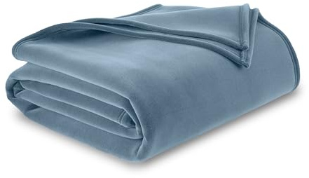 Vellux 1B07056 Original Insulating Core Hotel Style Solid blanket Machine Washable Soft Cozy Warm Thermal Durable Pet Friendly All Seasons Layering Bed Sofa Blankets, Twin, Blue