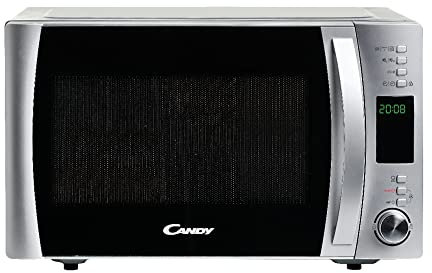 Candy X-Range CMXG22DS, Microondas con Grill, 22L, 1250W, 5 Niveles de Potencia, Digital, 40 Programas, Bloqueo Seguridad, Plato 25,5CM, Grill Rack, Express Cooking, Temporizador, App simply-Fi, Inox