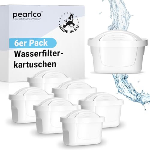 PearlCo unimax+ Wasserfilter-Kartuschen, kompatibel mit Brita Maxtra+, Maxtra Style Marella Cool Mavea Pack 6