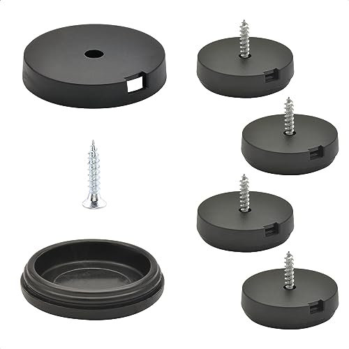 Wagner QuickClick® Kunststoffgleiter Möbelgleiter Stuhlgleiter 4er-Set zum Anschrauben - 4X Basis+Schraube+Gleiteinsatz austauschbar - Kunststoff Black - Durchmesser Ø 30 mm - Made in DE - 15807300