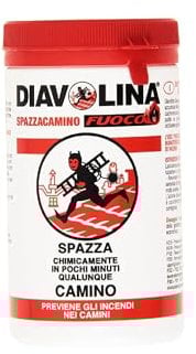 DIAVOLINA SPAZZACAMINO IN POLVERE GR. 270. 2 BARATTOLI PER PULIRE CANNE FUMARIE