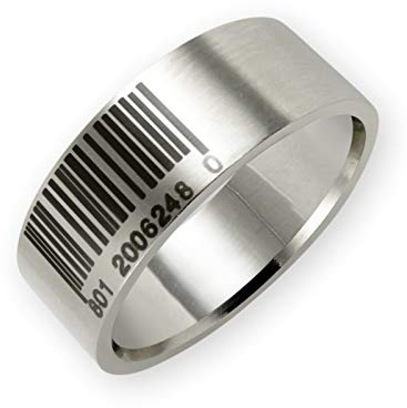 Fly Style - Strichcode Barcode Ring Edelstahl - Bandring Fingerring Herren Damen Mode Schmuck
