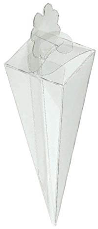 set 20 pezzi, scatolina pvc(plastica trasparente) portaconfetti, segnaposto bomboniera confettata (cono 150mm)