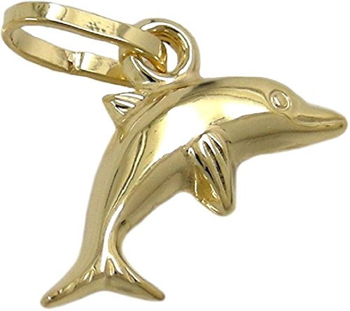 Goldanh?nger Unisex Kettenanh?nger Anh?nger f?r Halskette Damen und Herren kleiner Delfin aus 9 kt 375 9 kt Gelbgold 12 x 7 mm inkl. Schmuckbox inkl. kleiner Box