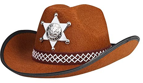 Boland - Kinderhut Sheriff junior, silberner Stern, Hutkordel, Cowboy, Karneval, Fasching, Halloween, Mottoparty, Verkleidung, Theater, Braun