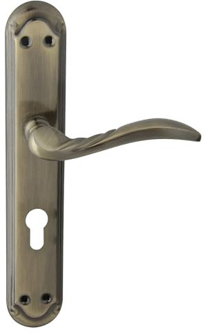 domino Türgriff 72 Drückergarnitur PZ - Profilzylinder Set Türklinke für Zimmertür, Bürotür, Kellertür & Innentür L-Form Türbeschläge aus Aluminium Bronze Türdrückergarnitur PETRA M3