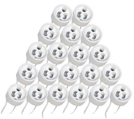 20 x GU10 LED douille d'ampoule halogène en céramique avec câble