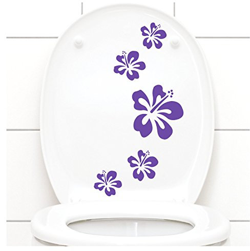 Grandora Klodeckel Aufkleber Hibiskusblüten I Lavendel 5er Kreativset I Bad Blüten Blumen Hibiskus Aufkleber Wandaufkleber Wandsticker W916