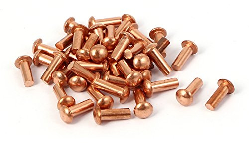 sourcingmap 3mm x 8mm tige ronde cuivre massif Rivets Attaches Hardware ton or Lot de 40