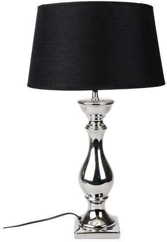 DRULINE Tischlampe - Tischleuchte - Lampe - Nachttischlampe - mit Lampenschirm Keramik/Silber - 1 x E27 OHNE Leuchtmittel - B/H/T ca. 12 x 60 x 12 cm
